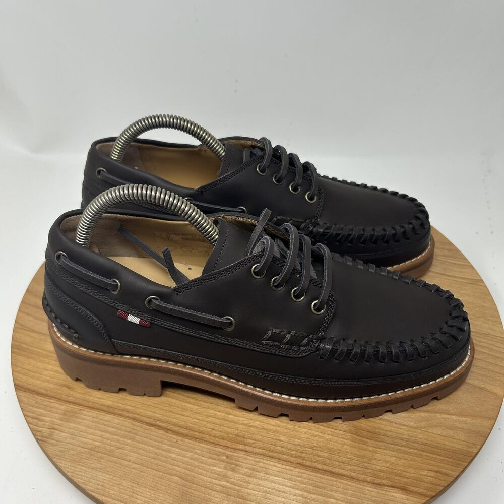 Bally Shoes Mens 9.5 Tristan W Brown Leather Boat Whipstitch Moccasins Luxury